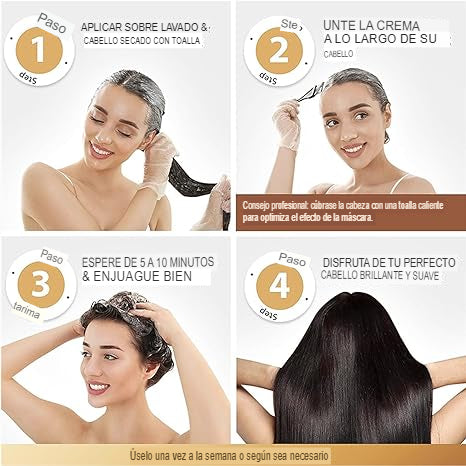 Mascarilla Reparadora de Efecto Queratina! Ideal para Cabello Rizado y Maltratado