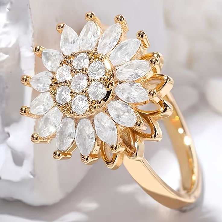 Anillo Girasol Giratorio Antiestrés con Caja de Regalo – Diseño Innovador y Ajustable