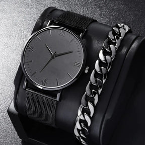 RELOJ Y ACCESORIOS INCLUIDOSSet de Reloj de Cuarzo con Pulsera y Collar – Elegancia Completa para Toda Ocasión ⌚✨