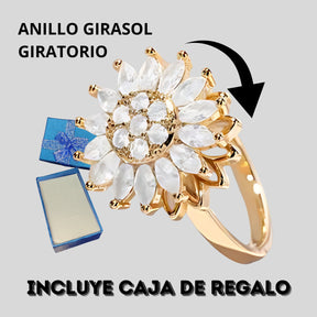 Anillo Girasol Giratorio Antiestrés con Caja de Regalo – Diseño Innovador y Ajustable